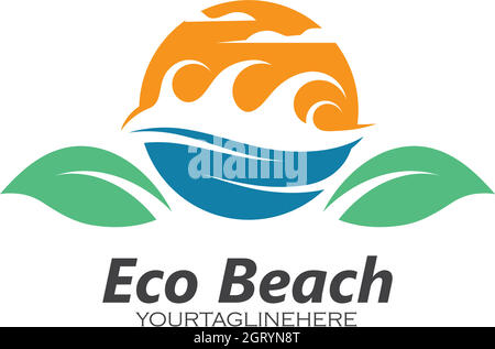 eco beach logo vector illustration Stock Vector