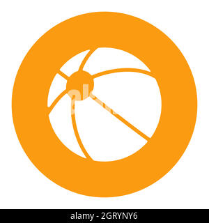 Beach Ball flat vector white glyph icon isolated Stock Vector