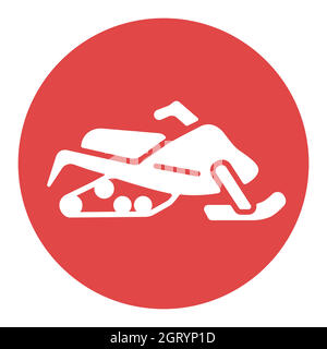 Snowmobile flat vector white glyph icon design isolated Stock Vector