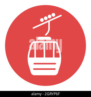 Ski lift gondola flat vector white glyph icon Stock Vector