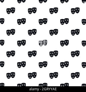 Comedy and tragedy masks pattern, simple style Stock Vector