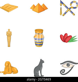 Egyptian symbols icons set, cartoon style Stock Vector