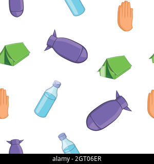 Refugees pattern, cartoon style Stock Vector
