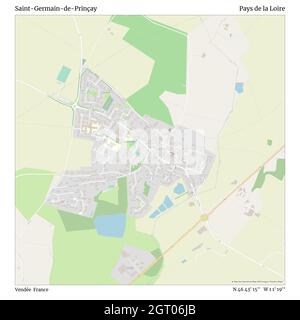 Saint-Germain-de-Prinçay, Vendée, France, Pays de la Loire, N 46 43' 15'', W 1 1' 19'', map, Timeless Map published in 2021. Travelers, explorers and adventurers like Florence Nightingale, David Livingstone, Ernest Shackleton, Lewis and Clark and Sherlock Holmes relied on maps to plan travels to the world's most remote corners, Timeless Maps is mapping most locations on the globe, showing the achievement of great dreams Stock Photo