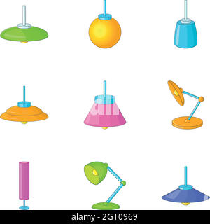 Lamp icons set, cartoon style Stock Vector