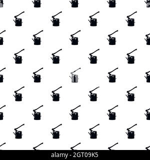 Axe stuck in a tree stump pattern, simple style Stock Vector