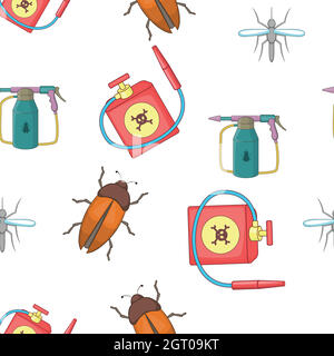 Harmful insects pattern, cartoon style Stock Vector