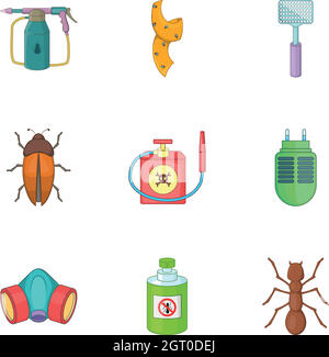 No insects icons set, cartoon style Stock Vector