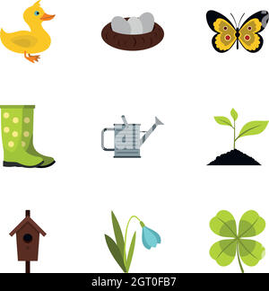 Farming icons set, flat style Stock Vector