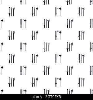 Medieval weapons pattern, simple style Stock Vector