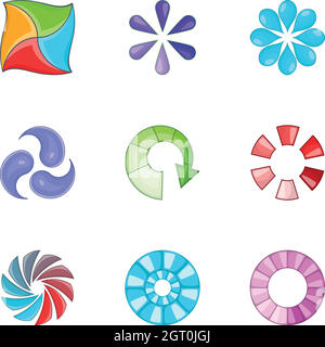 Loading process icons set, cartoon style Stock Vector
