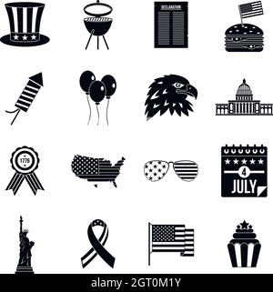 Independence day flag icons set, simple style Stock Vector