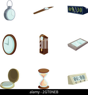 Clock icons set, cartoon style Stock Vector