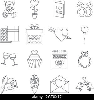 Romance icons set, outline style Stock Vector Image & Art - Alamy