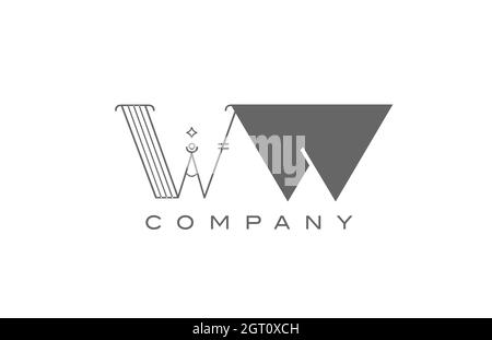 W WW grey white alphabet logo icon for company with geometric style. Creative letter combination design for business and corporate Stock Vector