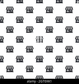 Shop building pattern, simple style Stock Vector