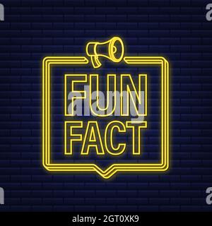 Fun fact neon icon on dark background. Vector stock illustration. Stock Vector