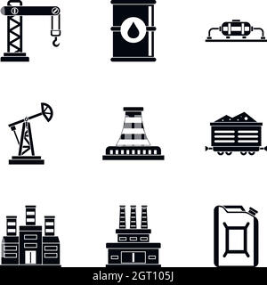 Oil icons set, simple style Stock Vector