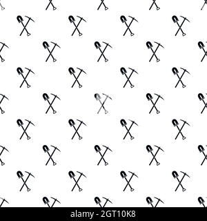 Shovel and pickaxe pattern, simple style Stock Vector