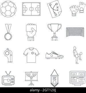 Soccer football icons set, outline style Stock Vector