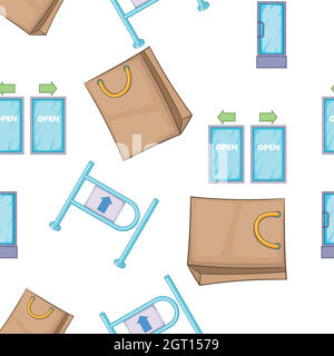 Shop pattern, cartoon style Stock Vector