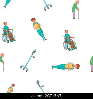 Disabled pattern, cartoon style Stock Vector