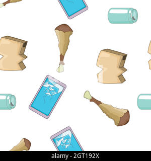 Garbage pattern, cartoon style Stock Vector