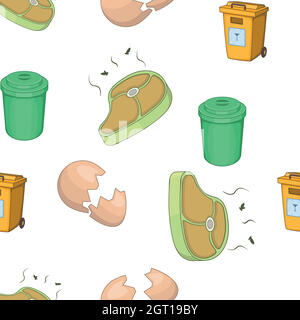 Trash pattern, cartoon style Stock Vector