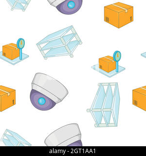 Warehouse pattern, cartoon style Stock Vector