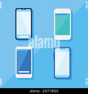 four smartphones devices Stock Vector