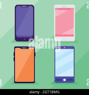four smartphones mobile Stock Vector