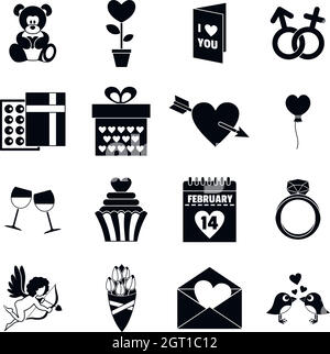 Saint Valentine icons set, simple style Stock Vector Image & Art - Alamy