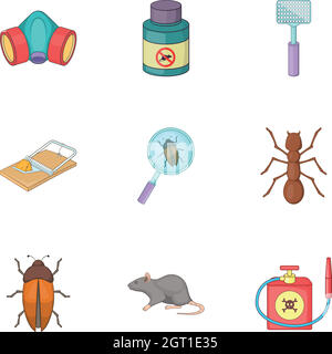 Disinfection icons set, cartoon style Stock Vector