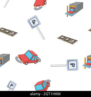 Parking area pattern, cartoon style Stock Vector