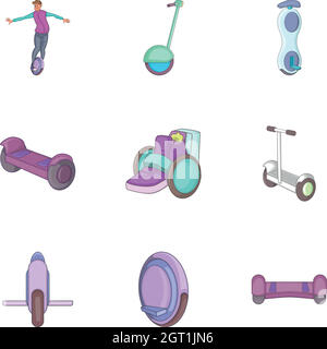 Giroskuter icons set, cartoon style Stock Vector