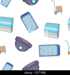 Supermarket pattern, cartoon style Stock Vector