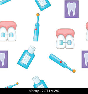 Dental treatment pattern, cartoon style Stock Vector