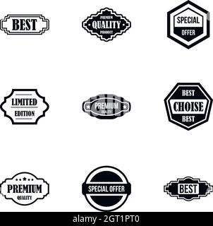 Sticker icons set, simple style Stock Vector