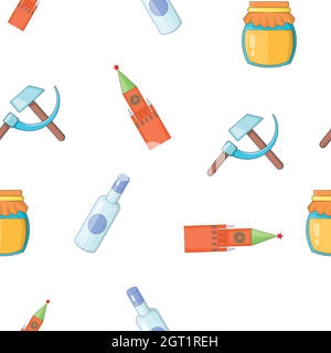 Attractions of Russia pattern, cartoon style Stock Vector