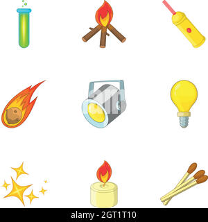 Energy icons set, cartoon style Stock Vector