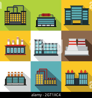 Plant icons set, flat style Stock Vector