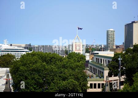 View of Clocktower at The Rocks, an urban locality in Sydney. Stock Photo