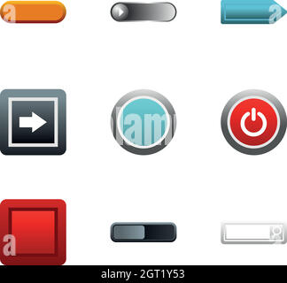Internet buttons icons set, flat style Stock Vector