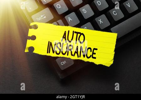 Writing displaying text Auto Insurance. Business approach mitigate costs associated with getting into an auto accident Editing And Retyping Report Stock Photo