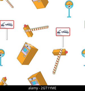 Parking station pattern, cartoon style Stock Vector