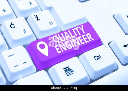 Sign displaying Quality Engineer. Word Written on ensure the overall quality of a manufactured product Creating New Online Shop Business, Typing List Stock Photo