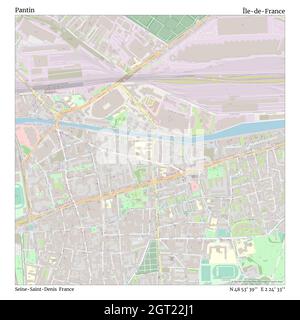 Pantin, Seine-Saint-Denis, France, Île-de-France, N 48 53' 39'', E 2 24' 33'', map, Timeless Map published in 2021. Travelers, explorers and adventurers like Florence Nightingale, David Livingstone, Ernest Shackleton, Lewis and Clark and Sherlock Holmes relied on maps to plan travels to the world's most remote corners, Timeless Maps is mapping most locations on the globe, showing the achievement of great dreams Stock Photo