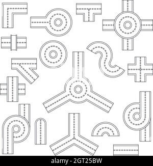 Road elements parts icons set, flat style Stock Vector