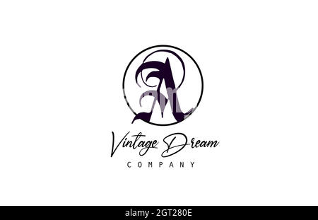 A alphabet letter icon logo. Vintage design concept for company and business. Corporate identity in black and white with retro style Stock Vector