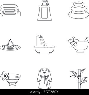 Skin care icons set, outline style Stock Vector